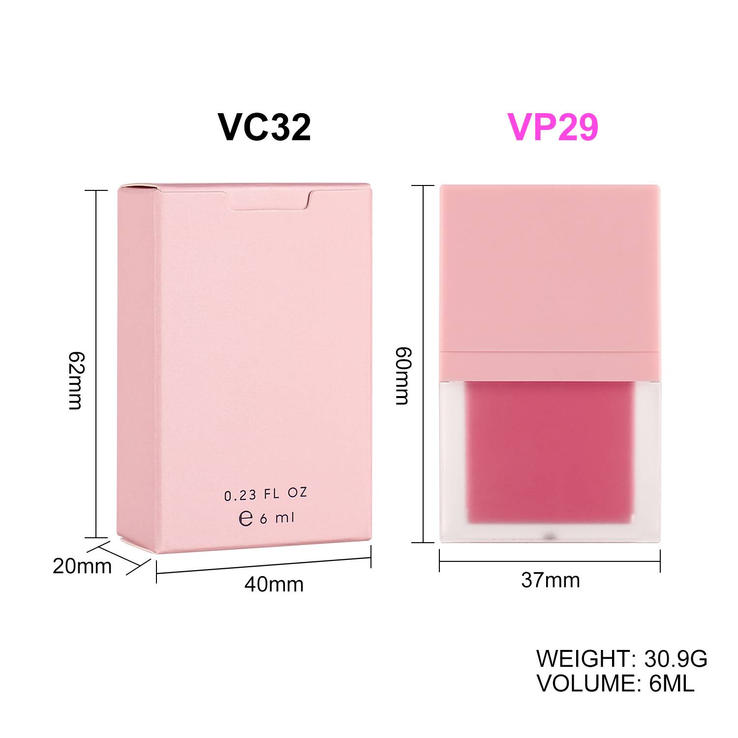 Pink Square Container Creamy Lip Gloss Custom logo
