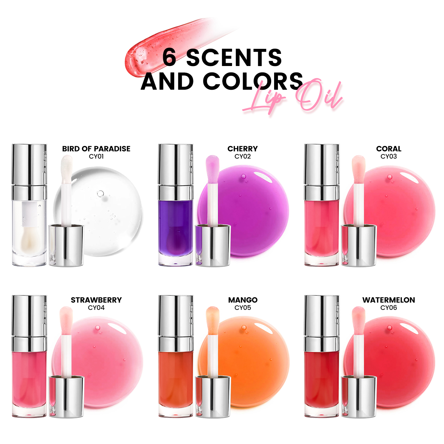 6 Colors Fruit Hydrating Lip Oil